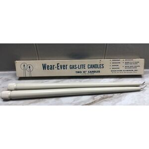Wear Ever Aluminum Gas-Lite Candles 15"‎ White Candles Set of 2